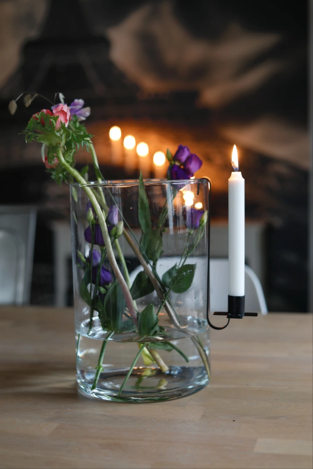 Hanging candle holder - Cross - Black - Taper candle - 21 cm - 8