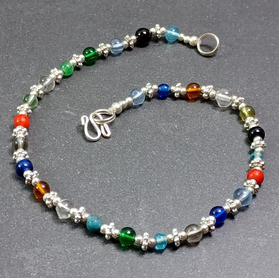 Fotlänk  -  Mixed 4mm glaspärlor