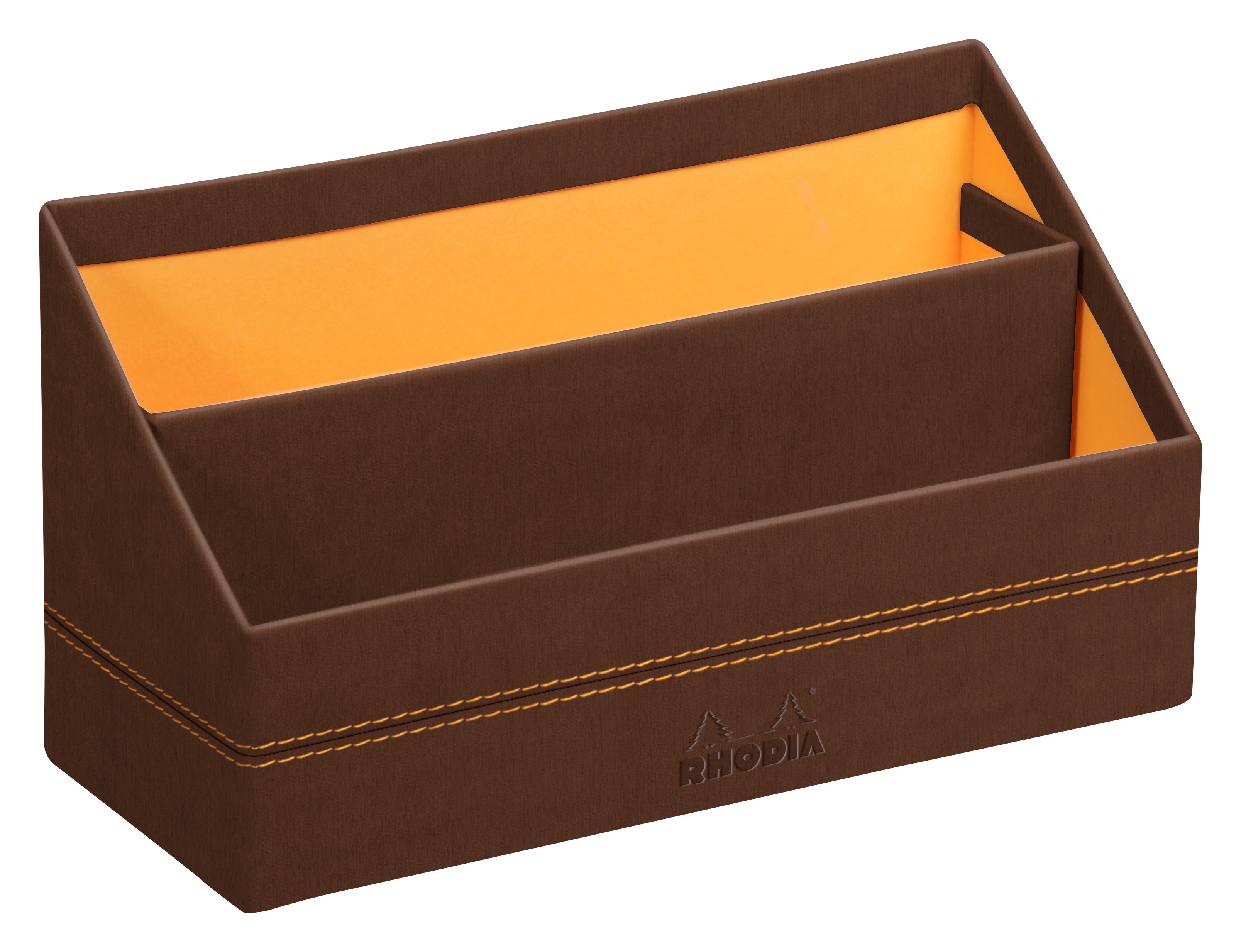 Brevställ  i konstläder,  RHODIA RHODIARAMA, 26 x 10,5 x H14 cm,  Bronze / Orange