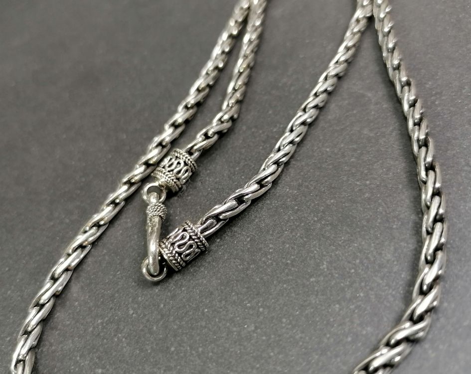 3.5mm Balinese  Halsband i Silver- 50cm  - 4
