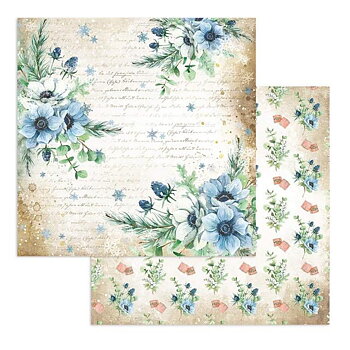 Stamperia - Dubbelsidigt ark - Romantic Cozy winter flowers - 12x12"
