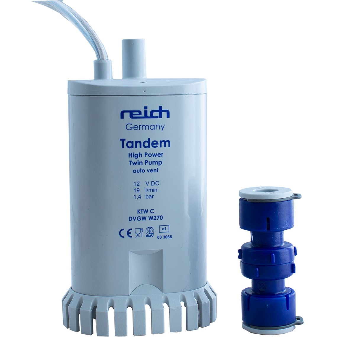 Twin 19L, 55W submersible pump with dual motors with UniQuick connection