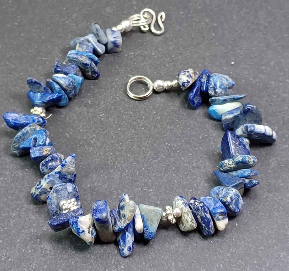 Armlänk Chip - Lapis Lazuli och Silver pärlor