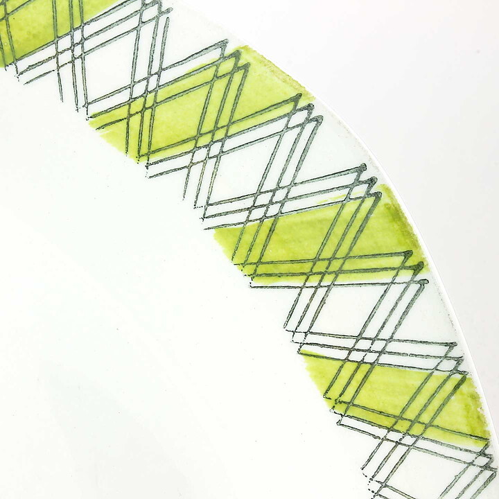 Helmer Ringström (Ruter 1957) Four Plates with Green Diamonds Decor 23 cm