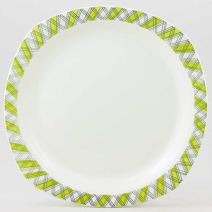 Helmer Ringström (Ruter 1957) Four Plates with Green Diamonds Decor 23 cm