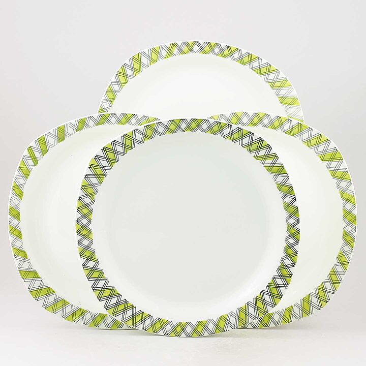 Helmer Ringström (Ruter 1957) Four Plates with Green Diamonds Decor 23 cm