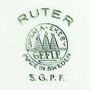 Helmer Ringström (Ruter 1957) Four Plates with Green Diamonds Decor 23 cm