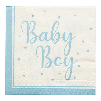 Baby Boy servetter 33 x 33 cm 16-pack ljusblå babyshower servetter