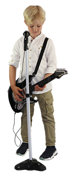 Music Elektronisk Gitarr med Mikrofon & Stativ