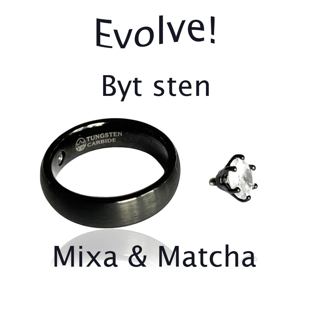 Twilight Evolve - matsort buet wolframring udskiftelig sten i flere farver børstet finish - 6