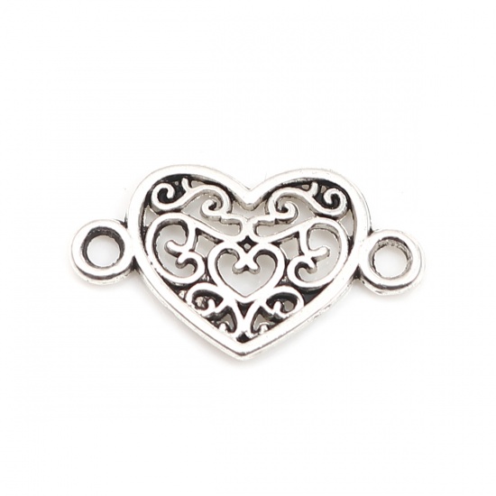  connector silver Heart Filigree