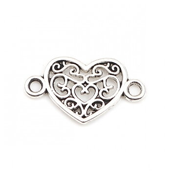 Connector i silver, Hjärta Filigree