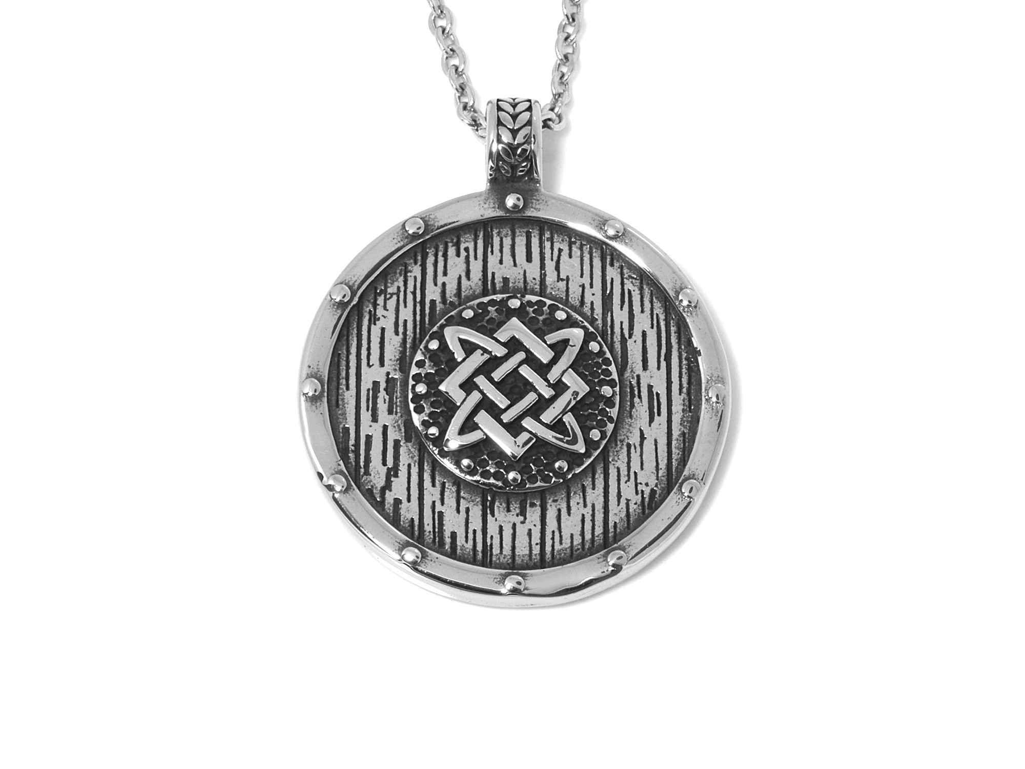 Vikingasköld Halsband i Rostfritt Stål, Asatro Sköld Hänge, Vapen Accessoar, Viking Smycke