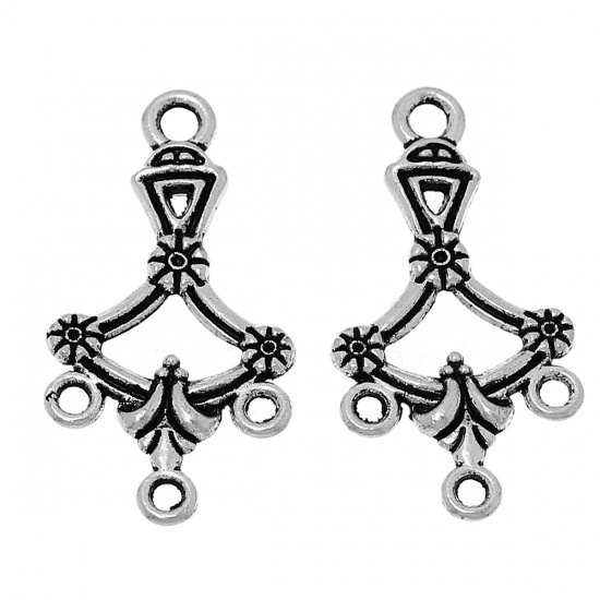  connector silver  Flower pattern