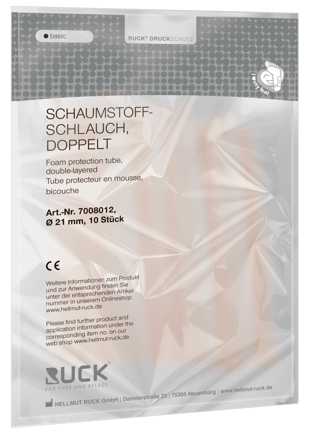 RUCK® AVLASTNING Basic, Tubformad skumplast, dubbel 21 mm 10 st