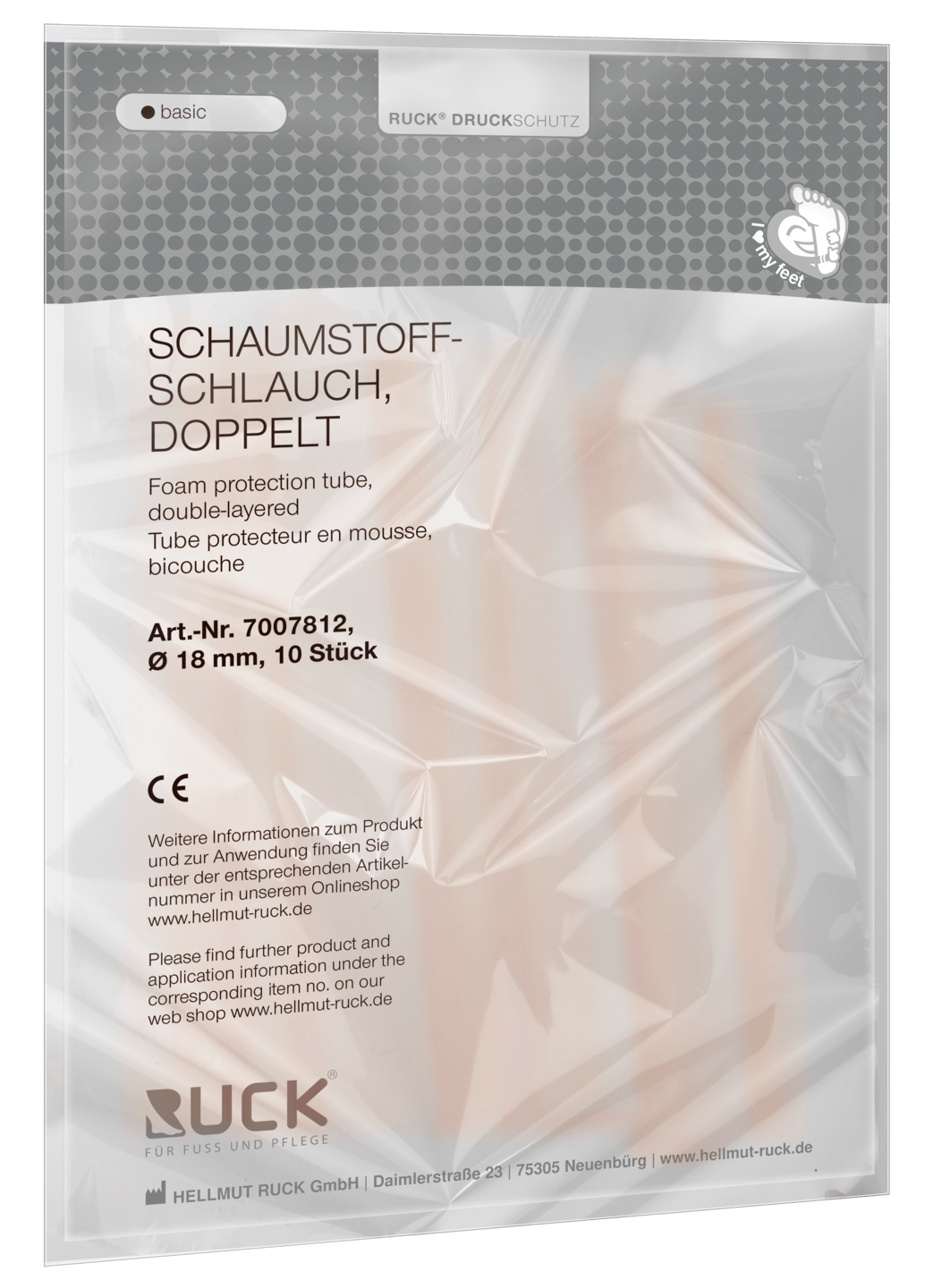 RUCK® AVLASTNING Basic, Tubformad dubbel skumplast, 18 mm 10 st