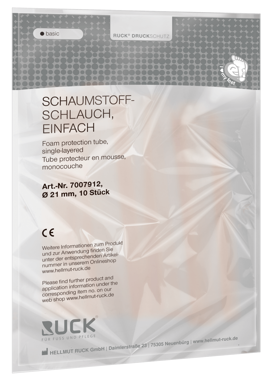 RUCK® AVLASTNING Basic, Tubformad enkel skumplast, 21 mm 10 st