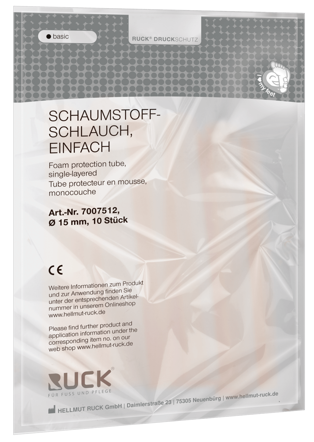 RUCK® AVLASTNING Basic, Tubformad enkel skumplast, 15 mm 10 st