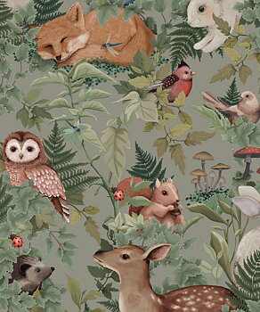 Tapet In the Woods Dusty Green Fleur Harris