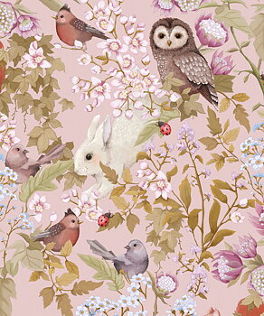 Tapet Woodlands Darling Pink Fleur Harris
