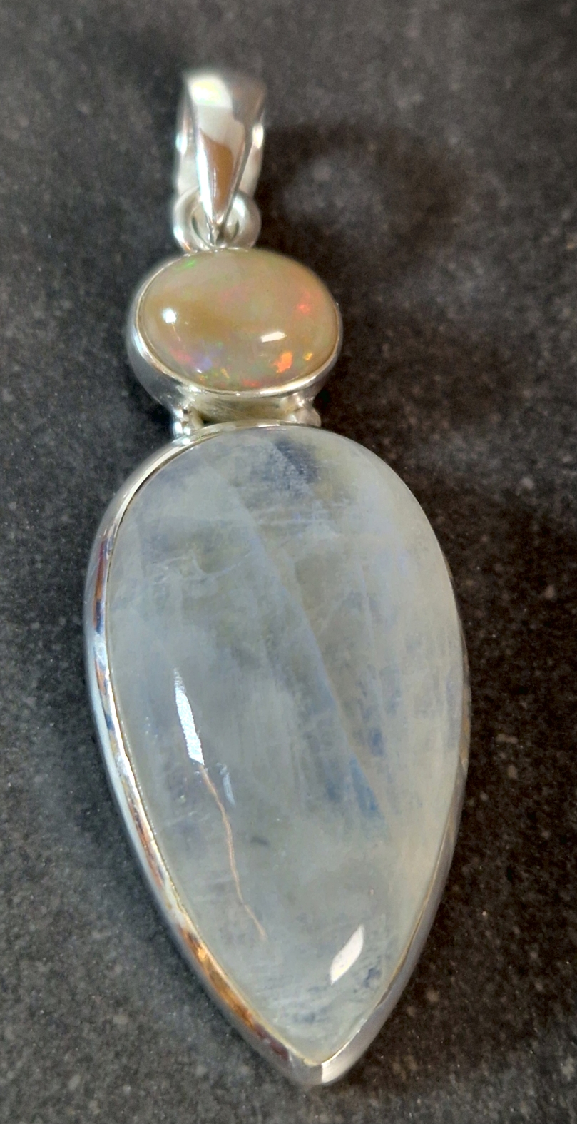 Silver hänge med Opal och Regnbågsmånsten - 2