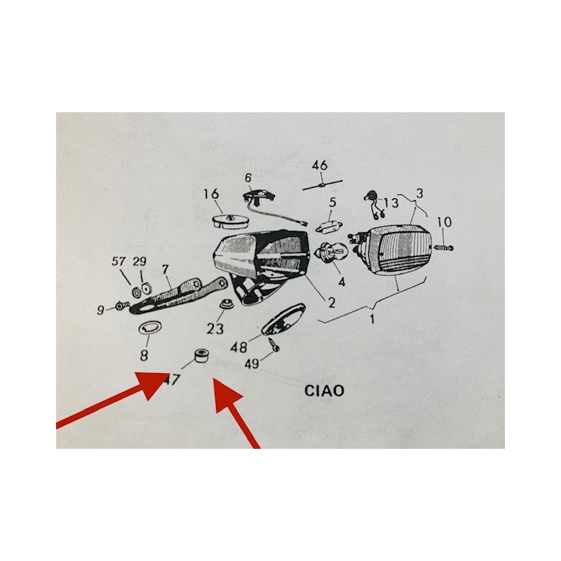 143246 Rubber bushing cable entry Piaggio Ciao/Bravo for 15 mm hole - 2