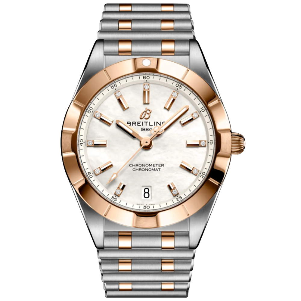 U77310101A2U1 Breitling Chronomat 32 stål och 18 K roséguld pärlemor