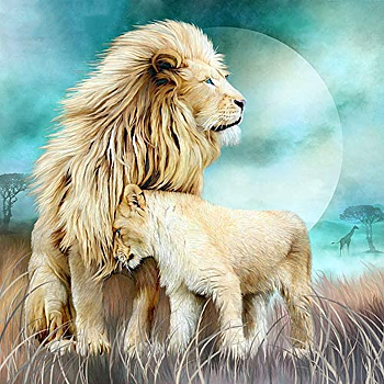 Loving Lion,  Diamond Picture Diamond Painting