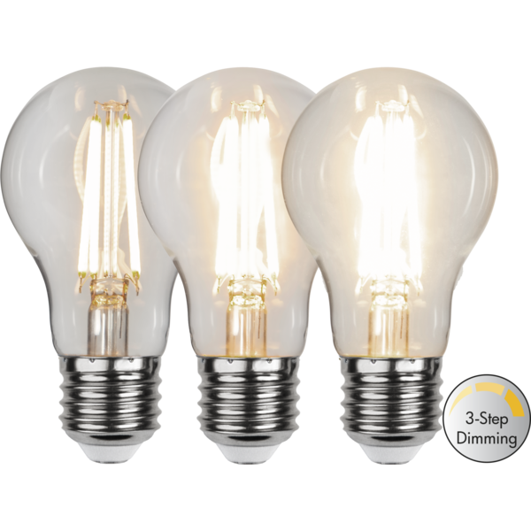 STAR TRADING LEDlampa E27  A60 Clear 3-step klickDim