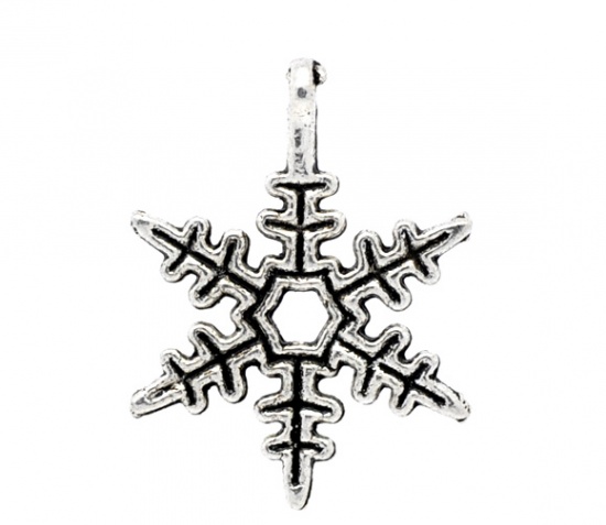 Charm   Snowflake old silver 24mm