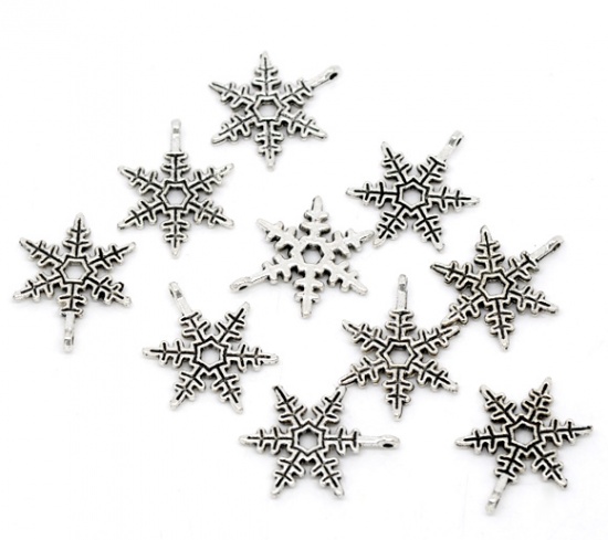 Charm   Snowflake old silver 24mm - 2