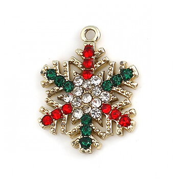 Berlock -  Snöflinga m rhinestones, Guld