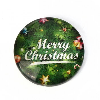 Cabochon i glas - Rund Merry Christmas 20mm