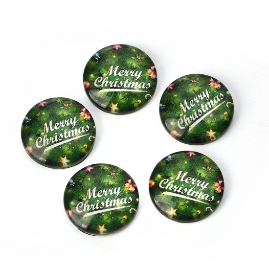 Cabochon i glas - Rund Merry Christmas 20mm - 2