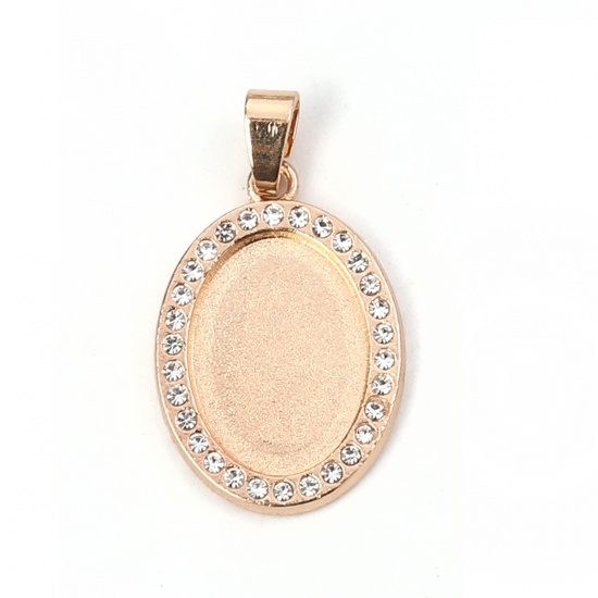 Berlock / Cabochonhållare, guld Oval m rhinestones, 18x13mm