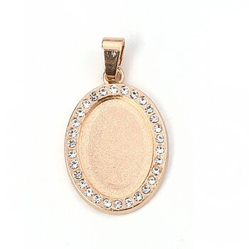 Cabochon Setting / Charm oval gold rhinestones, 18x13mm