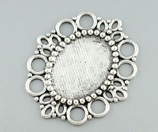 Cabochonhållare/ fäste-  Oval 25x18 Silver