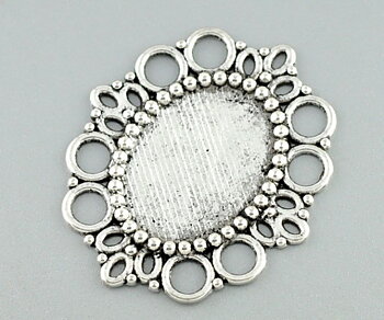 Cabochonhållare/ fäste-  Oval 25x18 Silver