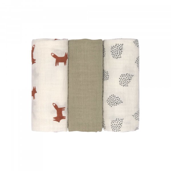 Lässig Swaddle & Burp Blanket M - Little Forest Fox