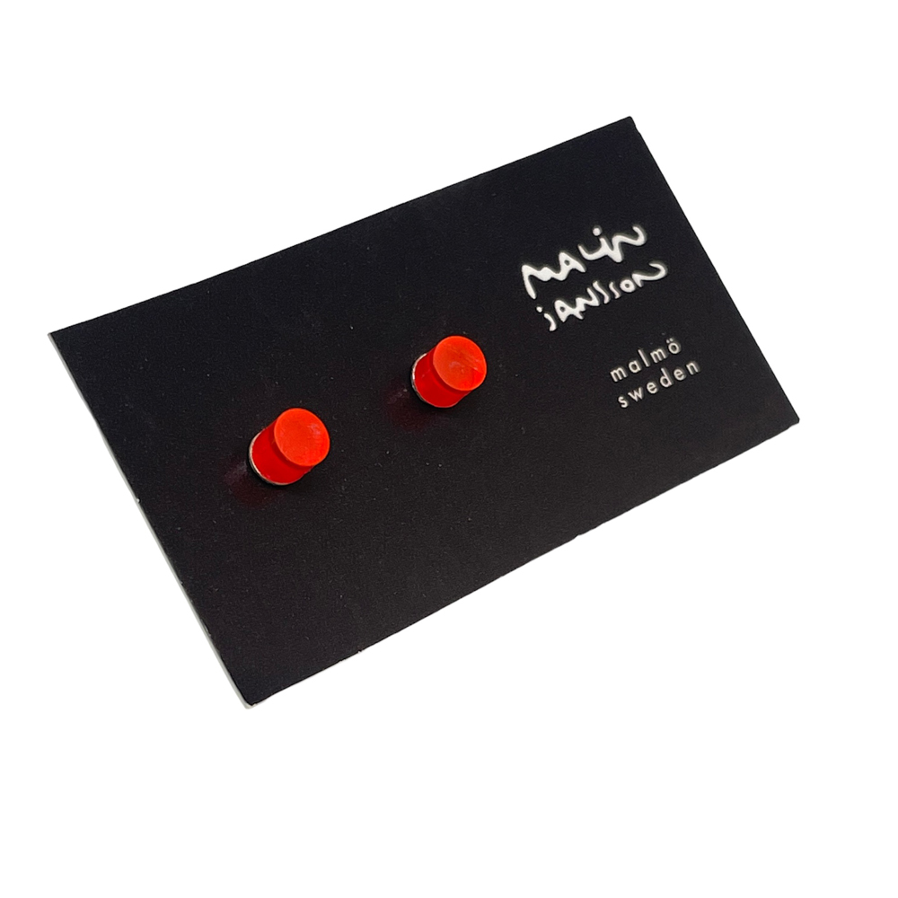 Silverörhänge Mini Neon RED  - Silver/acryl