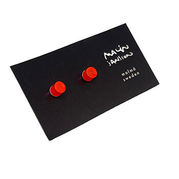 Silverörhänge Mini Neon RED  - Silver/acryl