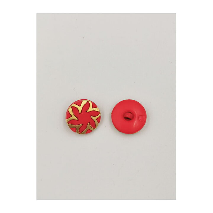 Vintage Buttons - Flower Red & Gold 15 mm
