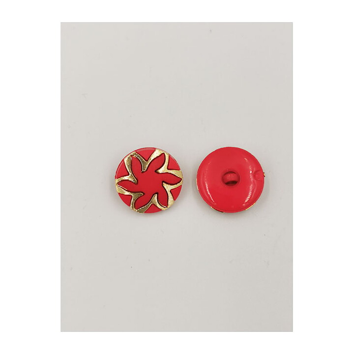Vintage Buttons - Flower Red & Gold 20 mm