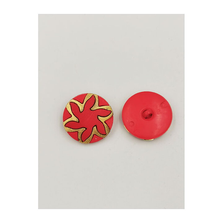 Vintage Buttons - Flower Red & Gold 25 mm