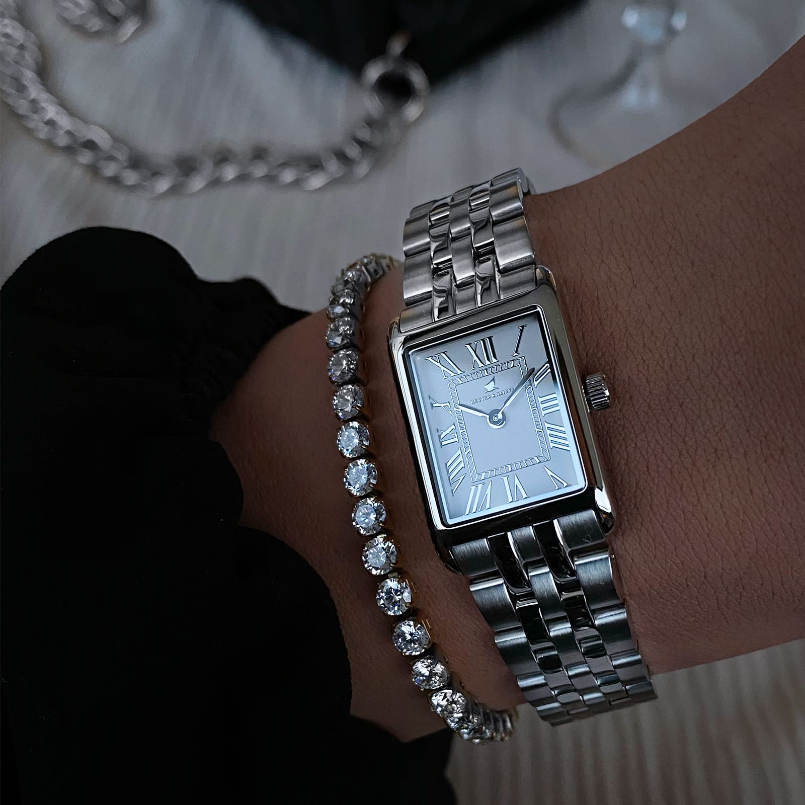 Silver outlet white watch