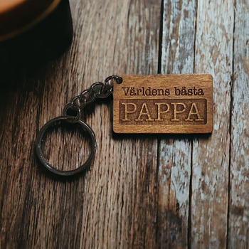 Världens bästa pappa Nyckelbricka (Graverat trä)
