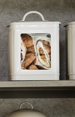 Tin with lid and window - Beige - Large