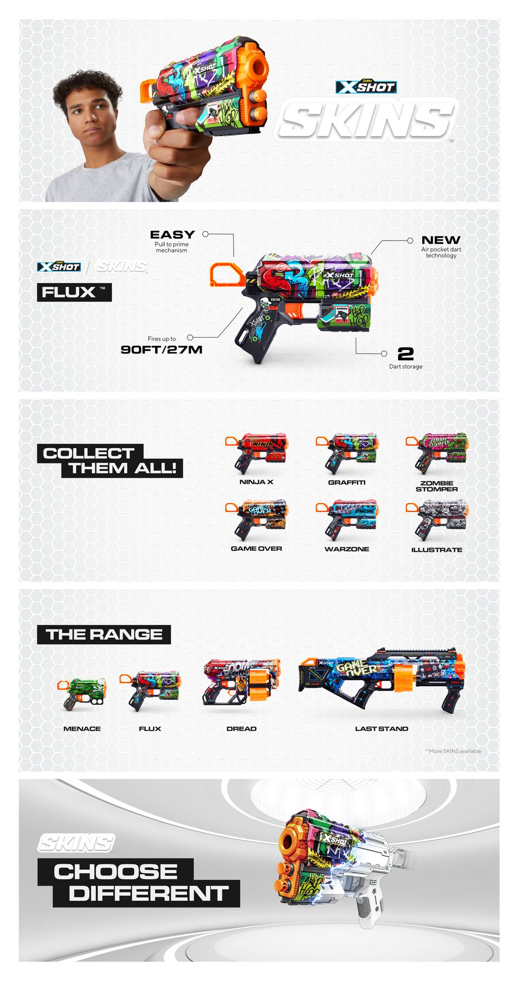 Zuru X-Shot skins flux Dart Blaster nkl. 8 Pilar - 9