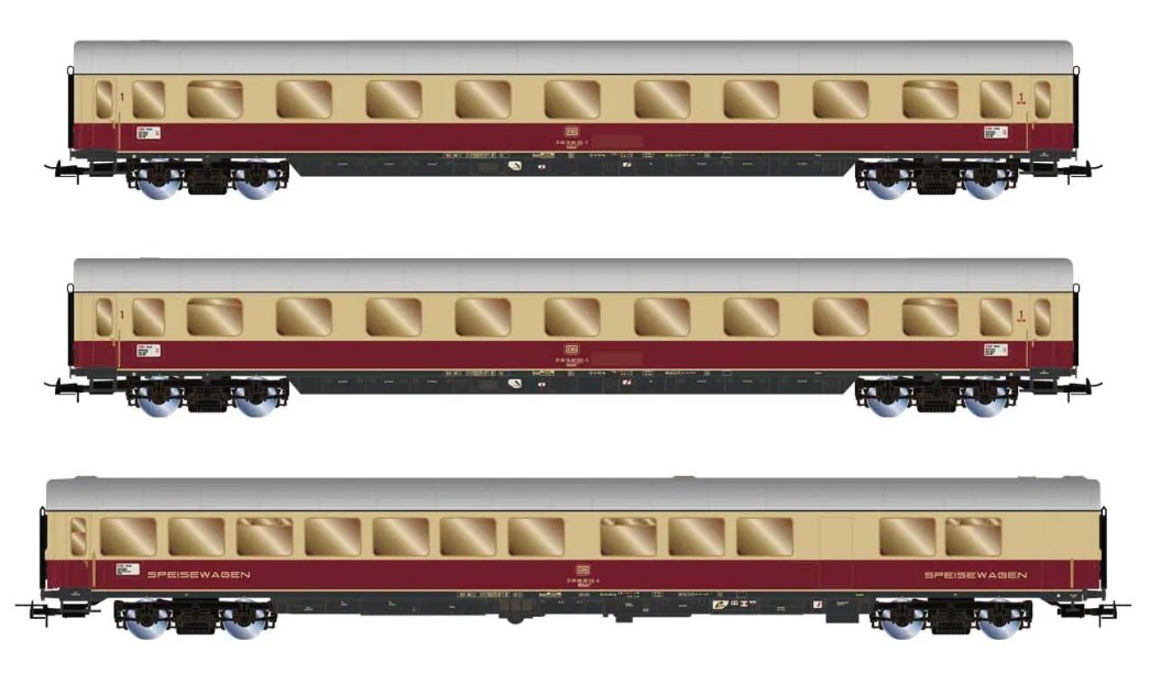 3-unit pack "TEE Helvetia" Hamburg-Zürich, WRmh 132 DB + 2 Avmz 111 DB, TEE livery, ep. IV