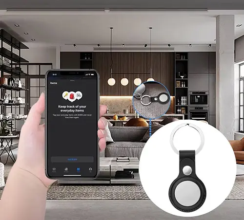 SiGN Smart Bluetooth Finder & Apple Airtag Nyckelring i Konstläder - Svart - 4